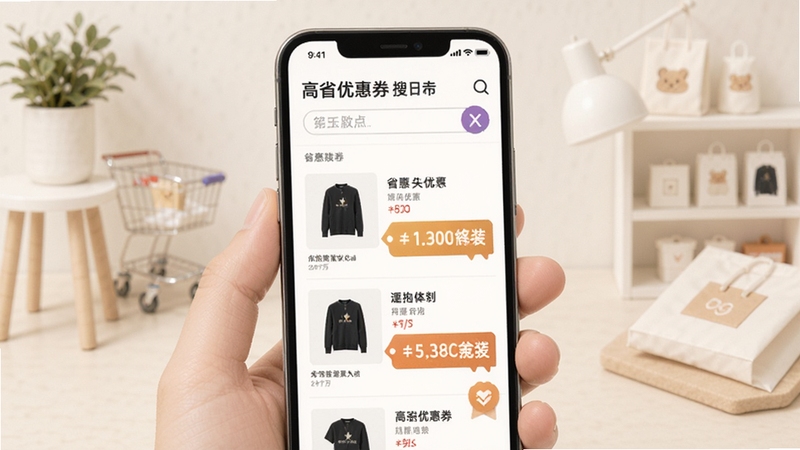 ��ʡ�Ż�ȯ��������չʾ���ֻ���Ļ�г�����Ʒ�б����Ż�ȯ��ǩ������Ϊ����ǳɫ���ﳡ����ͻ��ʡǮ����