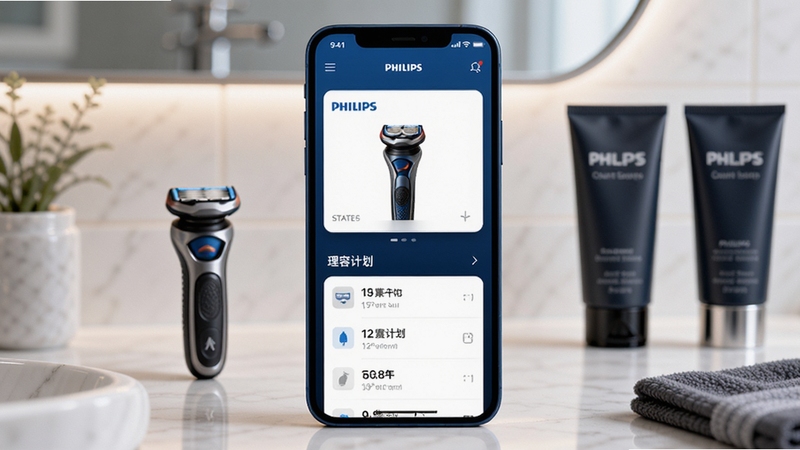 ��ʿ����APP������չʾ����������Ϊ����ɫ�����ֻ���Ļ����Ļ�ڳ��ַ��������뵶����״̬��Ƭ�����ݼƻ��б�������Ϊ������ʿϴ��̨�������ڷ����뵶�뻤����Ʒ������������ͣ��������ִ�����ͻ����ʿ�������⣬����ϸ�ڣ���Ʒ����Ⱦ�ʸ�