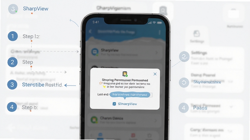 չʾSharpView���ƶ��˰�װ��Ȩ�����õĲ�������ʾ��ͼ����������Ϊ�ֻ���Ļ�����洢Ȩ������Ի��򣬱���Ϊǳɫ���ý����벽���ű�ʶ���������ƽ����ͻ������������������