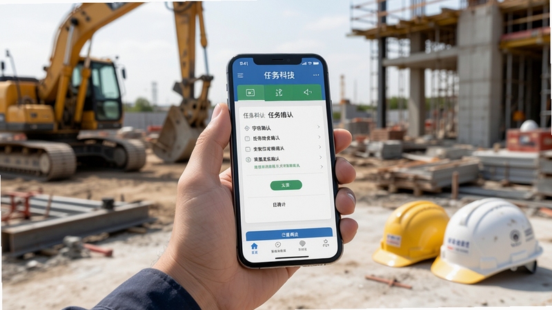 ���ǿƼ��ƶ��˲���������һֻ���ճ��ֻ��ڽ��������ֳ�ʹ��APP����Ļ��ʾ����ȷ�Ͻ��棬������ʩ���豸�밲ȫñ��������ʵ��Ȼ��ͻ���ƶ��칫�����