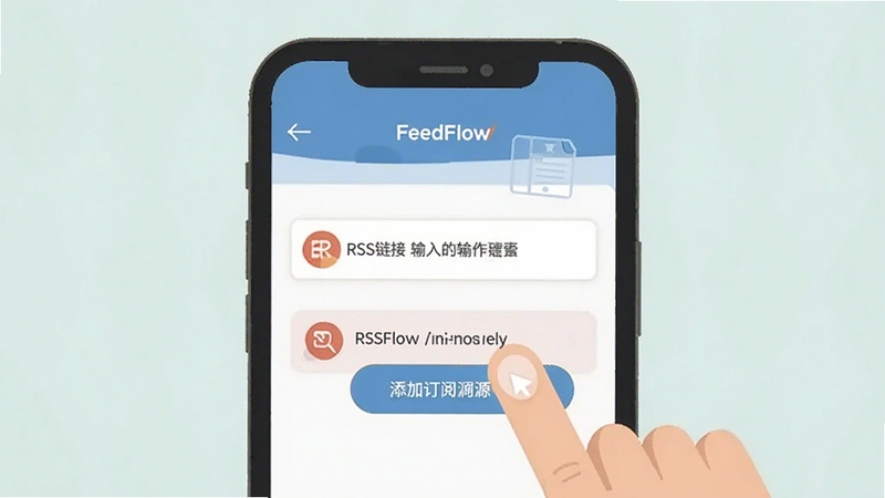 FeedFlow �ƶ��˲���ָ��ʾ��ͼ����ָ������Ӷ���Դ��ť������չʾRSS�����������������������������ֱ�ۣ���ƽ�廭��