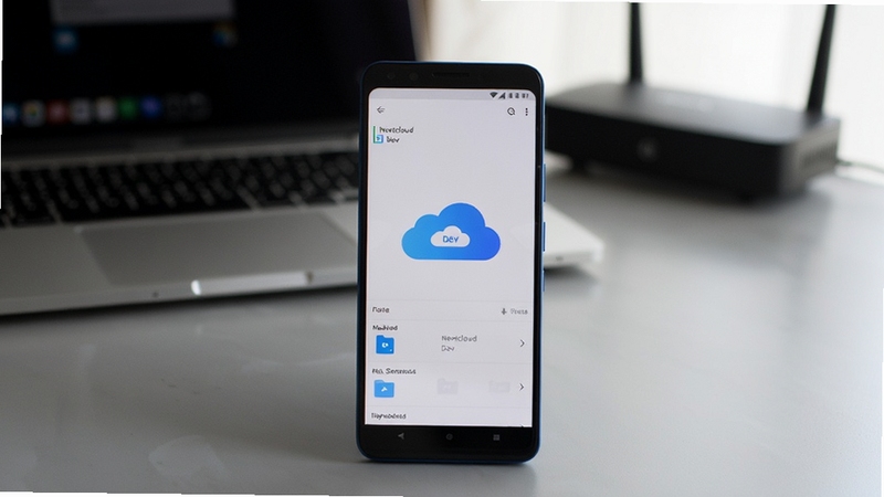 ���廭����һ����׿�ֻ�Ϊ�Ӿ����ģ���Ļ��ʾNextcloud Dev����ɫ�ƶ�ͼ�����ļ��б����棬�ֻ�б����ǳ��ɫ�����ϣ��������黯�ıʼǱ�������·���������Ͻ�����͵���Ȼ�⣬��������Ƽ��У���ͼ���У�ͻ��˽����ͬ������