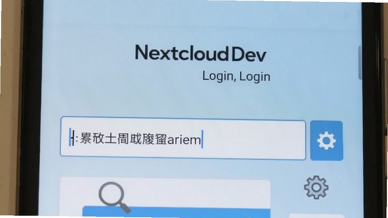 һ����׿�ֻ���Ļ��ʾNextcloud Dev��¼���棬��������з�������ַ���Ա��зŴ�ͼ�������ó��֣�����Ϊǳ��ɫ���䣬�����࣬ͻ����д��������ַ�Ĳ�������