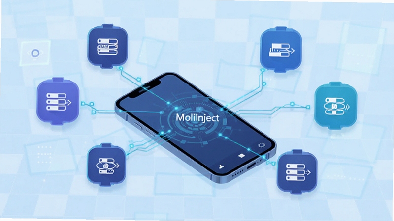 MoliInject���ܼ���ע�빦��չʾͼ����������Ϊһ���ֻ����������Ŀ��ͼ��������ͼ��֮���÷����������ӣ�����Ϊǳ��ɫ�����������ƽ���Ƽ��У�ͻ������ƥ�������������