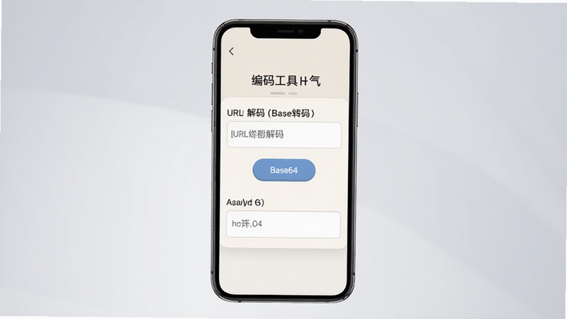 ���빤�߹��ܽ���չʾ���ֻ���Ļ��ʾURL���������Base64ת����壬�������������������У��м���ת����ť������Ϊǳɫ��Ƭʽ���֣���������λ����Ļ���룬��������Ϊ���ǳ�ҽ��䣬ͻ������ʵ�ø�