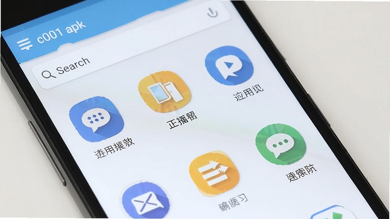 c001apk��������չʾӦ���б����������ֻ���Ļ��д������ƽ����ƣ�ǳɫ������ͼ���������룬����ϸ��