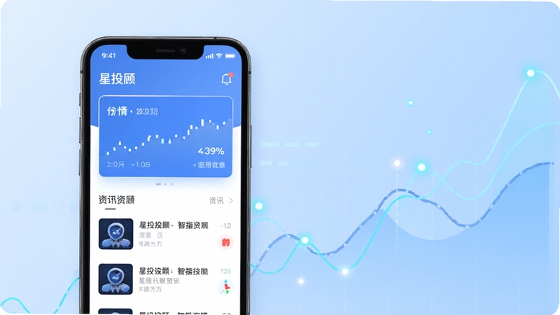��������Ϊһ����Ϊ��Ͷ�˵��ֻ�Ӧ�ý��棬λ�ڻ�������ƫ��λ�ã�չʾ�������鿨Ƭ����Ѷ�б�������Ϊ��͵�ǳ��ɫ���䣬�Ҳ��׺���������ͼ�����ݹ�㣬�������ִ�����ˬ��ͻ������Ͷ�˹��ߵĿƼ�����������