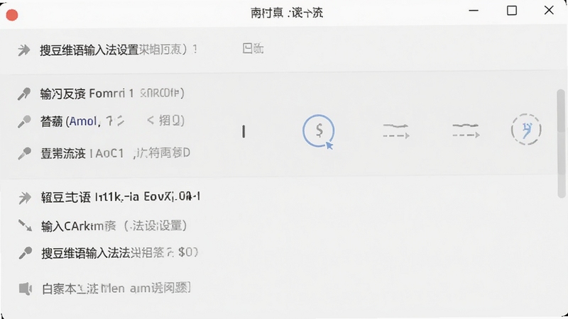 搜豆维语输入法设置界面截图风格,展示简洁的输入法功能选项列表,背景为浅灰白色,画面居中构图,突出轻量简洁的设计感