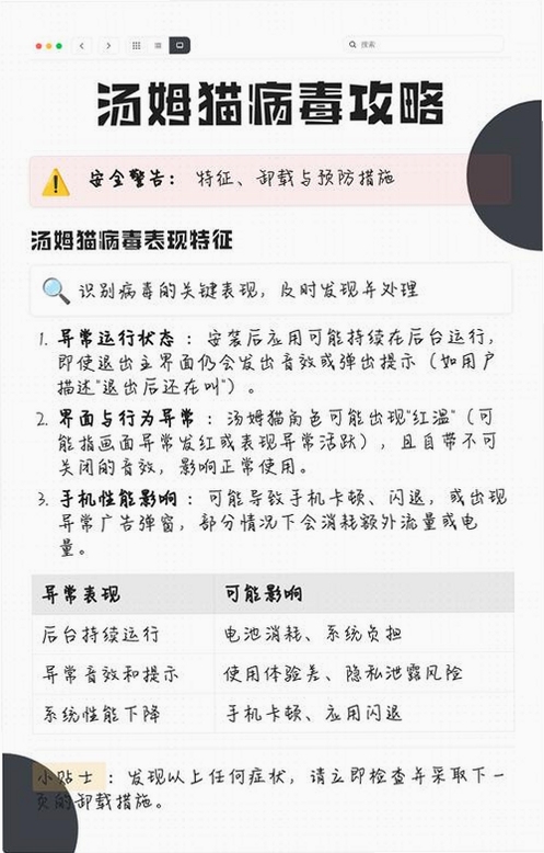 关键词必须包含 汤姆病毒新手攻略,文字可概括整篇文章全部内容,用于搜索配图