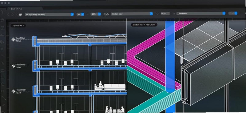 Vectorworks 2023中文版三维建模设计界面,关键词必须包含 {Vectorworks 2023中文免费版}
