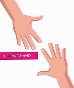 用户点击“我去帮”按钮响应求助,关键词包含伸出援手Helping Hand,配图展示匹配流程