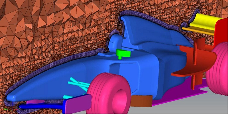 Altair Hyperworks 2024中文版仿真建模界面,包含网格划分和后处理窗口,关键词:{Hyperworks 2024 中文版 仿真建模}