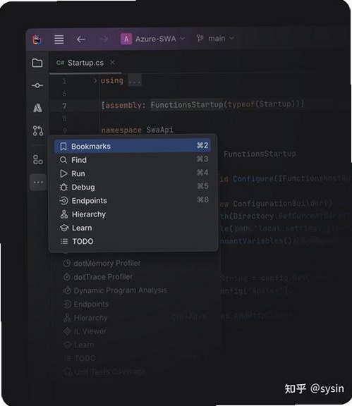 JetBrains Rider 2023跨平台.NET开发界面截图,包含代码编辑器和项目树,关键词必须包含 {Rider 2023中文版}