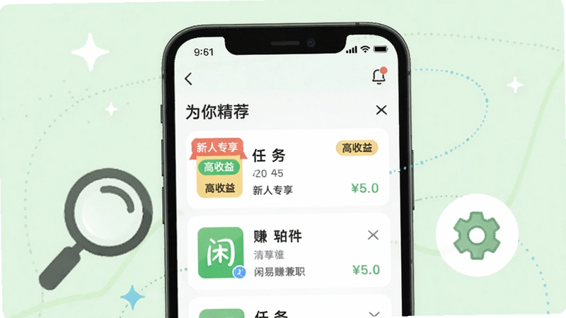����׬��ְAPP�������Ƽ�ҳ�棬�ֻ���������ʾ��Ϊ�㾫ѡ���������б������С�����ר�������������桱�ȱ�ǩ������Ϊ����ɫ���ֻ��Ա���һ���Ŵ�ͼ��ͳ���ͼ�꣬�������־�׼ƥ��͸�Ч�Ƽ��ĸ���