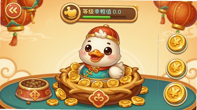 ������ѼѼ�в���Ϸ���ɽ��棬һֻ�ɰ��Ŀ�ͨѼѼվ�ڽ�Ҷѳɵ����ͷ����ʾ�ȼ�������ֵ����Χ��������ͽ��ͼ�꣬�������Բ��ɫ����ů�������й���Ԫ�أ������Ϸ����