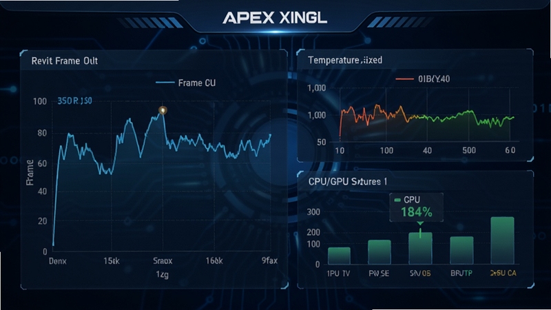 APEX XINGL�����Ż�����ʾ��ͼ��չʾʵʱ֡�����ߡ��¶ȼ���Լ�CPU/GPUռ�������ݣ�����Ϊ����ɫ�Ƽ��н��棬ͻ�����ݿ��ӻ�Ч�������澫���в�Ρ�