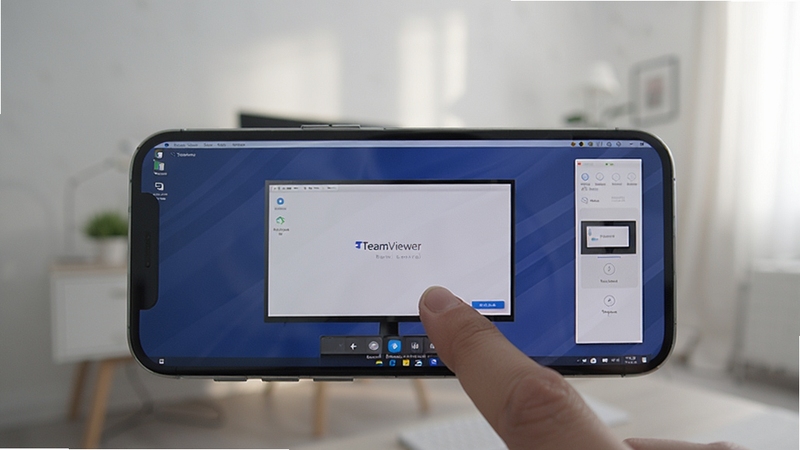 TeamViewer�ֻ����Ƶ��ԵĽ��棬�ֻ�������ʾ�������棬��ָ�������������Ϊ������ڻ�����������ͣ���������