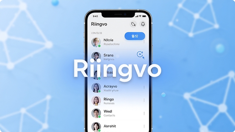 չʾRiingvo���������棬�ֻ���Ļ����ʾ����ͨѶ¼�������֣�����Ϊ��͵Ľ�����ɫ����ɫ��Ϊ��ɫ����ɫ�����������ϵ���б������ݰ�ť��ͬ��ͼ�꣬�������ִ������������ƶ�������չʾ����������ͻ��Riingvo����������������ϸ�ڷḻ��4k������Ⱦ