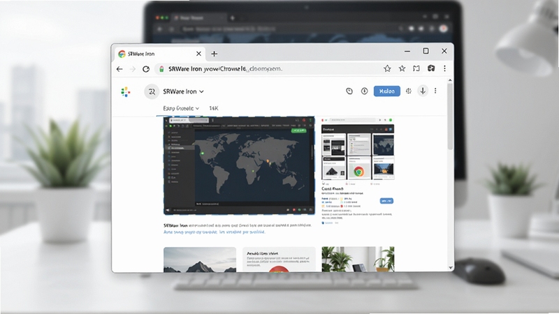 SRWare Iron浏览器全貌预览图,展示其类似Chrome的简洁界面风格,地址栏与标签栏清晰可见,背景为现代简约的桌面环境,整体色调明亮,突出浏览器主窗口的流畅线条,画面干净无杂乱元素,主体是打开的网页标签页预览,背景虚化处理,4k高清细节丰富