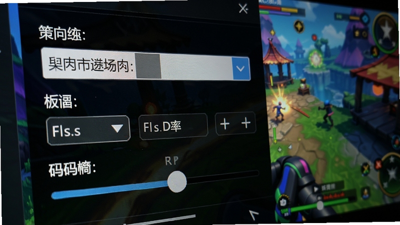 LiveView录屏软件画质设置界面特写,画面中显示分辨率下拉菜单、帧率选项和码率滑块,背景是色彩鲜艳的动态游戏画面,强调高清流畅的录制效果,细节丰富