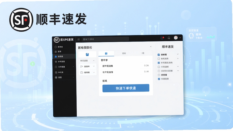 顺丰速发软件主界面预览图,展示简洁的寄件下单操作台,背景为淡蓝色科技感渐变,前景突出“顺丰速发”LOGO和快速下单按钮,整体风格明亮清晰,软件界面全貌展示