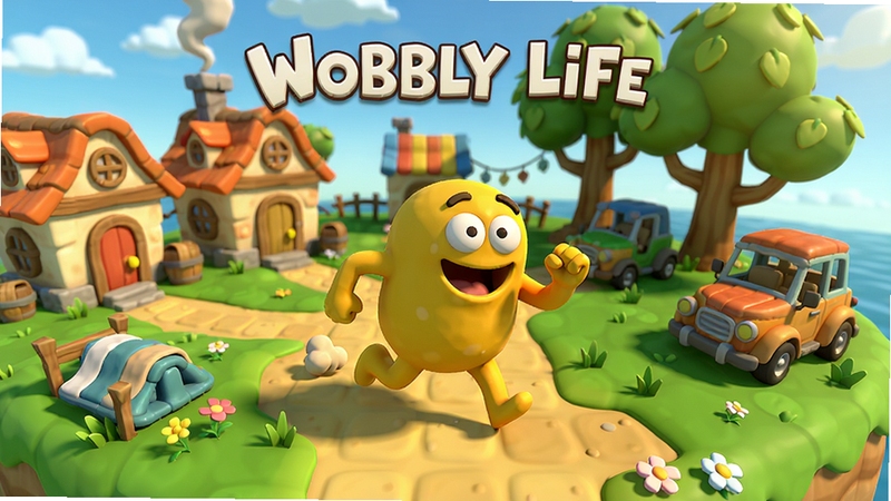 Wobbly Life ��Ϸ���Ӿ�ͼ��չʾһ��ɫ�����޵Ŀ��ŵ��죬������һ����ɫ����С�˽�ɫ���ڱ��ܣ������п�ͨ���ķ��ݡ���ľ�ͳ��������廭���������ã�����ϲ��У�����3D��Ⱦ���ϸ�ڷḻ��������Ȼ