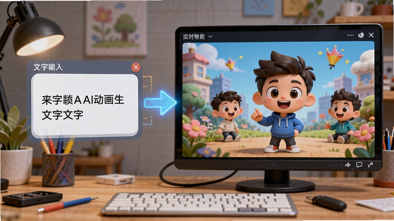 ������ƵAI�������ɹ���ʾ��ͼ����Ļ����ʾ�������ֺ��Զ����ɿ�ͨ��ɫ�ͳ����Ĺ��̣����Ϊ����������Ҳ�ΪʵʱԤ���Ķ������棬��ɫ���������ɰ���ɫ�����ޣ�����Ϊ����̨������ͻ��AI����ת��Ч��