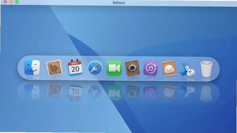 BitDock������Ԥ��ͼ��չʾmacOS���Dock��������Ϊ��Լ���棬ͼ���������룬���о��淴��Ч����������������������������ΪDock��������Ϊ��ɫ���䣬���ø�����Ⱦ��ϸ�ڷḻ