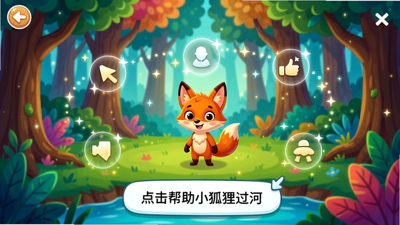 չʾ�Ķ���ð��Ӧ����һ���������³����Ľ����ͼ����������һƬɫ�ʰ�쵵�ɭ�֣�һ����ͨС����վ�����룬��Χ����˸�Ĺ����ʾ�ɽ���������Ļ�·��С��������С������ӡ����������ݣ����廭��ϸ�壬ɫ��������ͻ�������������Ȥ��