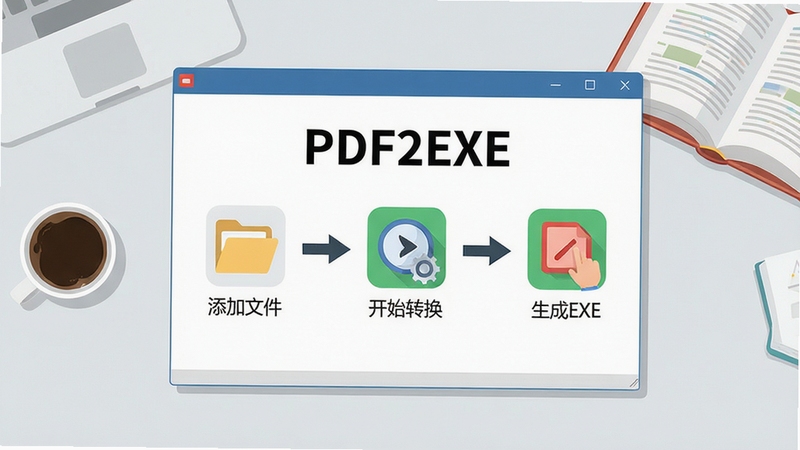 չʾһ�������˵Ĳ�������ͼ������������PDF2EXE�����������ڣ�������ͨ����ͷʾ��ӡ������ļ���������ʼת�����ٵ�������EXE�����������衣�������øɾ���ǳ��ɫ����̨�棬�Ա߷���һ�����Ⱥͼ����������鼮��Ӫ������ɸ�Ч�İ칫��Χ���������ƽ����ƣ�ɫ�����죬�ص�ͻ��PDF2EXE�������Ƽ���ͼ�λ�����ͼ�ꡣ