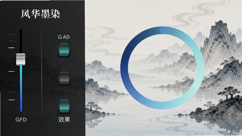 �绪īȾ���������������棬������̨��������������Ч���أ��Ҳ���ɽˮ������������һ����������Բ������ɫ����������Ϊ���࣬�����Χ�������ʺ�ڤ��
