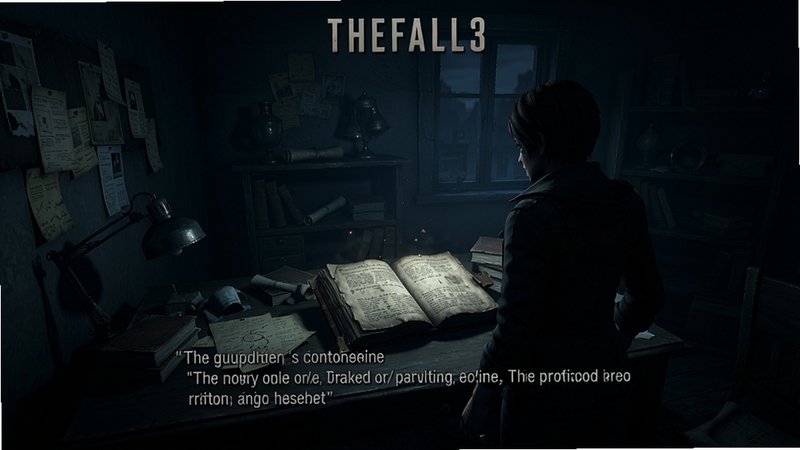 TheFall3����Ի�����Ԥ��ͼ����ɫվ�ڻ谵�ķ�������һ������Ĺ��飬��Χɢ���Ÿ����������ߣ������԰���ɫΪ��������ӰЧ��ͻ����ͻ�����ɷ�Χ��TheFall3��Ϸ���棬16:9������������Ⱦ