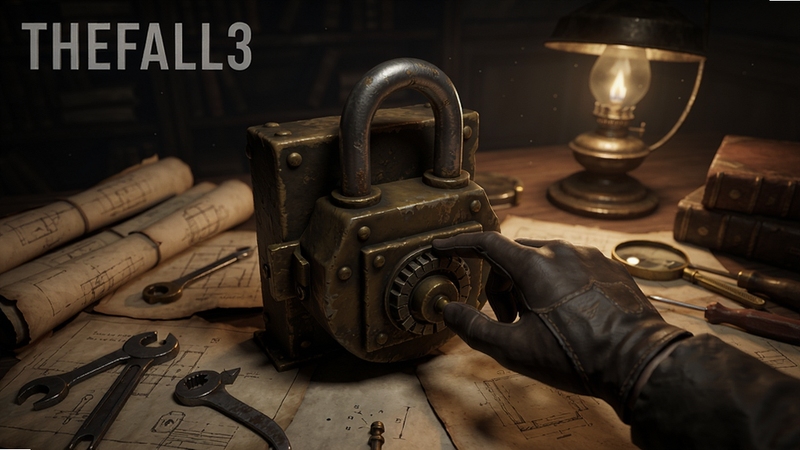 TheFall3���ջ���Ԥ��ͼ��һ˫�����ڲ���һ�����ϵ����������Ա�ɢ����ͼֽ�͹��ߣ��������������鷿���ƹ�΢��������۽�������ϸ�ڣ�TheFall3��Ϸʵ����ͼ��16:9���������廭��