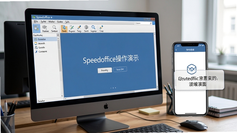 Speedoffice������ʾ��ͼ��������Ļ����ʾ���������棬�����������ɼ����Ա����ֻ�ͬ����ʾ������Ϊ�칫���棬������дʵ��ͻ�������Ѻ�