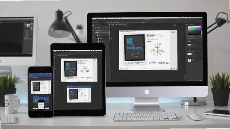 չʾAdobe Dreamweaver��Ӧʽ��ƽ��棬��Ļ��ͬʱ��ʾ�ֻ���ƽ������������豸Ԥ��������Ϊ�ִ�����̨���ж�������豸������������ǿ�����豸��������
