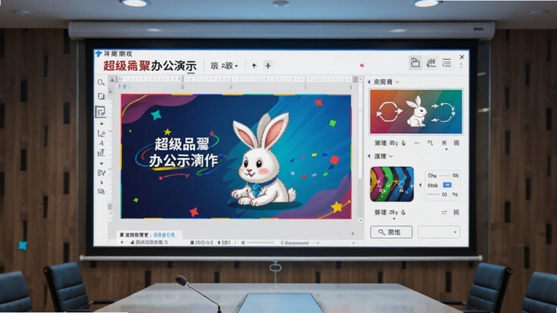 �������Ӱ칫��ʾ�������棬չʾ�õ�Ƭ�༭�Ͷ������ã�����Ϊ������ͶӰĻ����ɫ��������ͻ��չʾЧ��