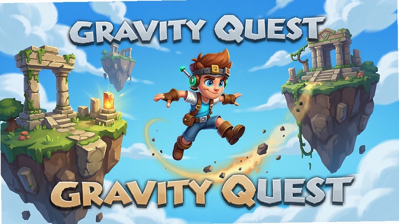 Gravity Quest��Ϸ���Ӿ�ͼ��չʾ��ɫ�ڸ��յ���䷭ת�������ߣ�����ɫ������������Ϊ���������Ư���ĹŴ��ż�����ɫ���У�������������ͨ��Ⱦ���ϸ�ڷḻ��������Ϸ����ͼ����