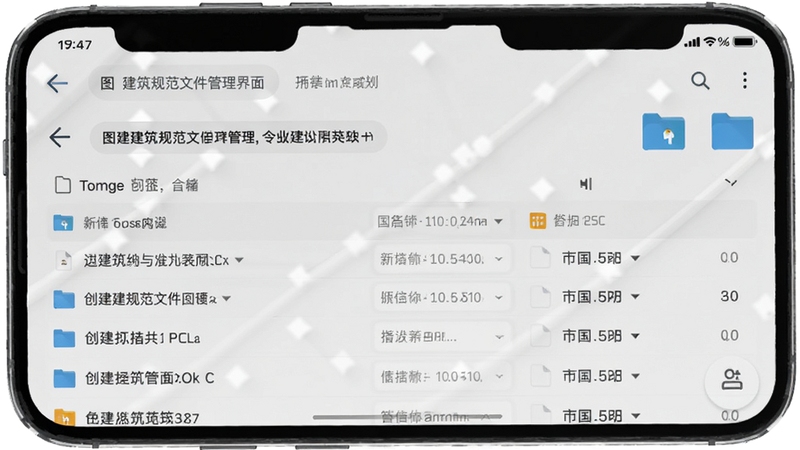 图创建筑规范文件管理界面,显示存储路径和文件列表,背景为手机文件管理器截图,画面简洁明了