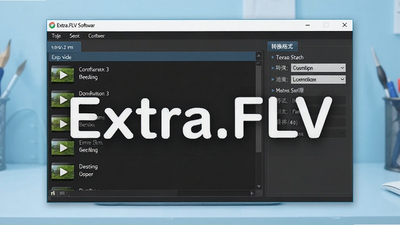 Extra.FLV����������չʾͼ����ʾ��Ƶ�ļ��б���ת����ʽѡ�����򣬱���Ϊ����ɫ���乤��̨��ͻ����������Extra.FLV��������������������Ԫ���������ʺ��������ܳ�����