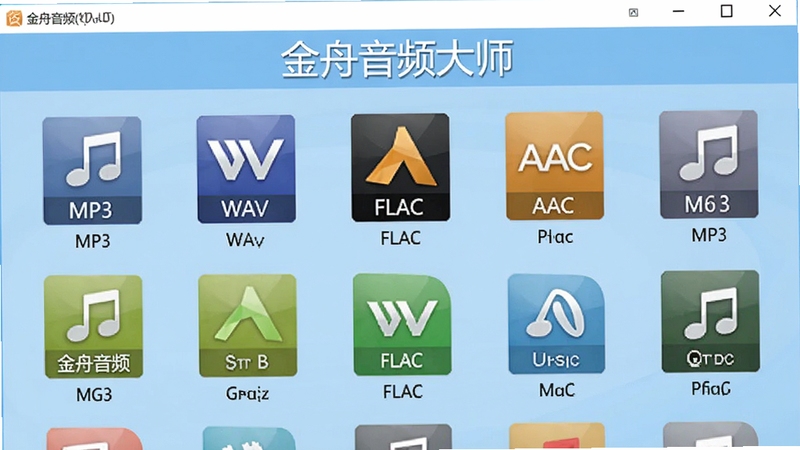 ������Ƶ��ʦ�ĸ�ʽת�����ܽ��棬չʾ������Ƶ��ʽͼ�����У�����MP3��WAV��FLAC��AAC�ȣ����汳��Ϊǳ��ɫ���������ơ�������Ƶ��ʦ��������ʾ�ڶ���