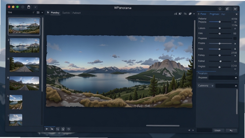 һ��չʾ WPanorama ����������ĸ������ֻ滭������������ƴ����ɵ�ȫ���羰ͼ�����Ϊ�ز�����ͼ�б����Ҳ�Ϊ����������壬����ɫ���������ͻ�ɫΪ�����������ִ�������Ϊģ����ɽ��������������ͣ�ϸ�ڷḻ�����дʵ������16:9