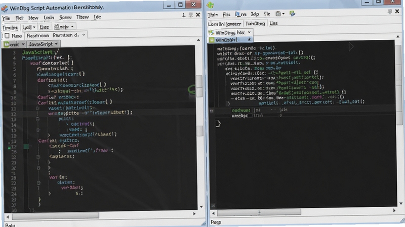 WinDbg�ű��Զ������Խ��棬��ʾJavaScript����༭���������У�������������ڲ���רҵ���ʺϿ����͵��Գ���