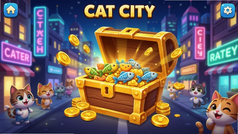 Cat City�����ô����Ϸ �������������棬��Ļ������ʾһ��װ��С��ɵĽ�ɫ���䣬������Χ�н�ҷɽ���Ч��������è�����ҹ�����޺����˸��è������ڽֵ����߶�����������ջ��ϲ�øУ�ɫ������