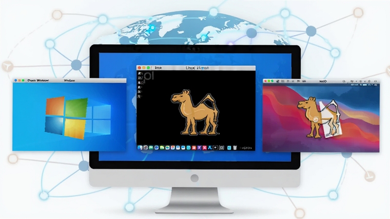 Perl ��ƽ̨ʾ��ͼ������չʾһ̨��ʾ����ͬʱ������ Windows��Linux �� macOS ����ϵͳ���ڣ�ÿ�������ڶ��� Perl �����ձ�־�����У�����Ϊ����ȫ�������ڵ㣬���������