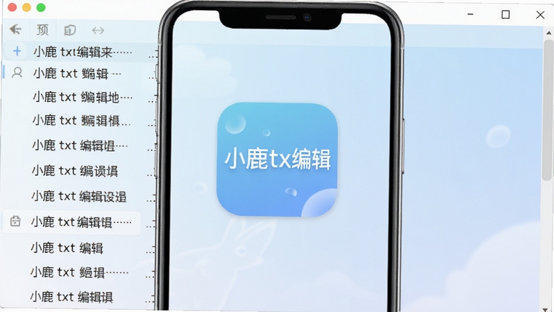 小鹿txt编辑主界面预览图,显示简洁的文本列表和清爽的阅读背景,手机屏幕中央展示软件名称“小鹿txt编辑”图标,整体色调柔和,背景为淡蓝色渐变,画面干净明亮,突出文本编辑工具的实用与轻盈感