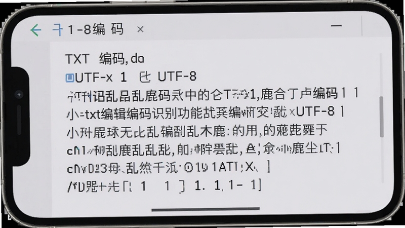 小鹿txt编辑编码识别功能截图,手机界面显示一个TXT文件被正确识别为UTF-8编码,乱码字符变为正常汉字,背景为浅灰色,界面简洁,突出软件在解决乱码问题上的专业能力