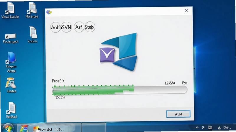 AnkhSVN 安装界面,显示安装进度条,Visual Studio 图标,背景为电脑桌面,简洁风格,细节清晰