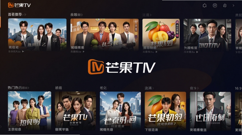 â��TV���԰��������ͼ��չʾ��ҳ�Ƽ�������缯����ǽ������Ϊ��ɫ���䣬��������Ϊâ��TVƷ��logo�����Ž�Ŀ���棬�����������ִ���ɫ�����ޣ�ͻ����Ƶƽ̨��Χ���ʺ�����������ͼ���������Ϊ16:9����