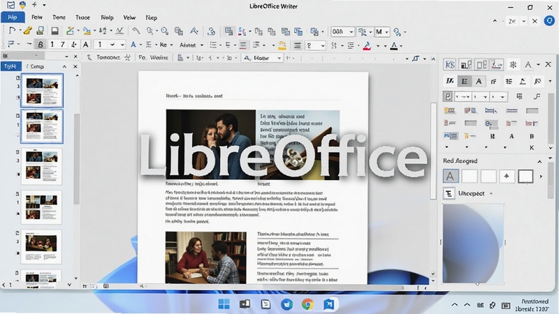 չʾLibreOffice Writer��������ĸ���Ԥ��ͼ�������д�һ��ͼ�Ĳ�ï�Ķ�ҳ�ĵ��������ʾ��������ͼ���Ҳ�Ϊ��ʽ��ʽ��壬����ΪWindows 11ϵͳ���棬ͻ��Word����������רҵ�Ժ��ִ��У�����������עLibreOffice����
