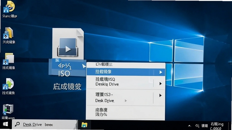Desk Drive �Ҽ��˵����ɹ��ܽ�ͼ��������ʾ����Ҽ����һ��ISO�ļ��������˵��а��������ؾ���ѡ�����ΪWindows���棬ͼ��������������Ȼ��ͻ����ݲ�������
